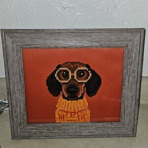 New Handmade Diamond Dot Dachshund Tabletop Picture